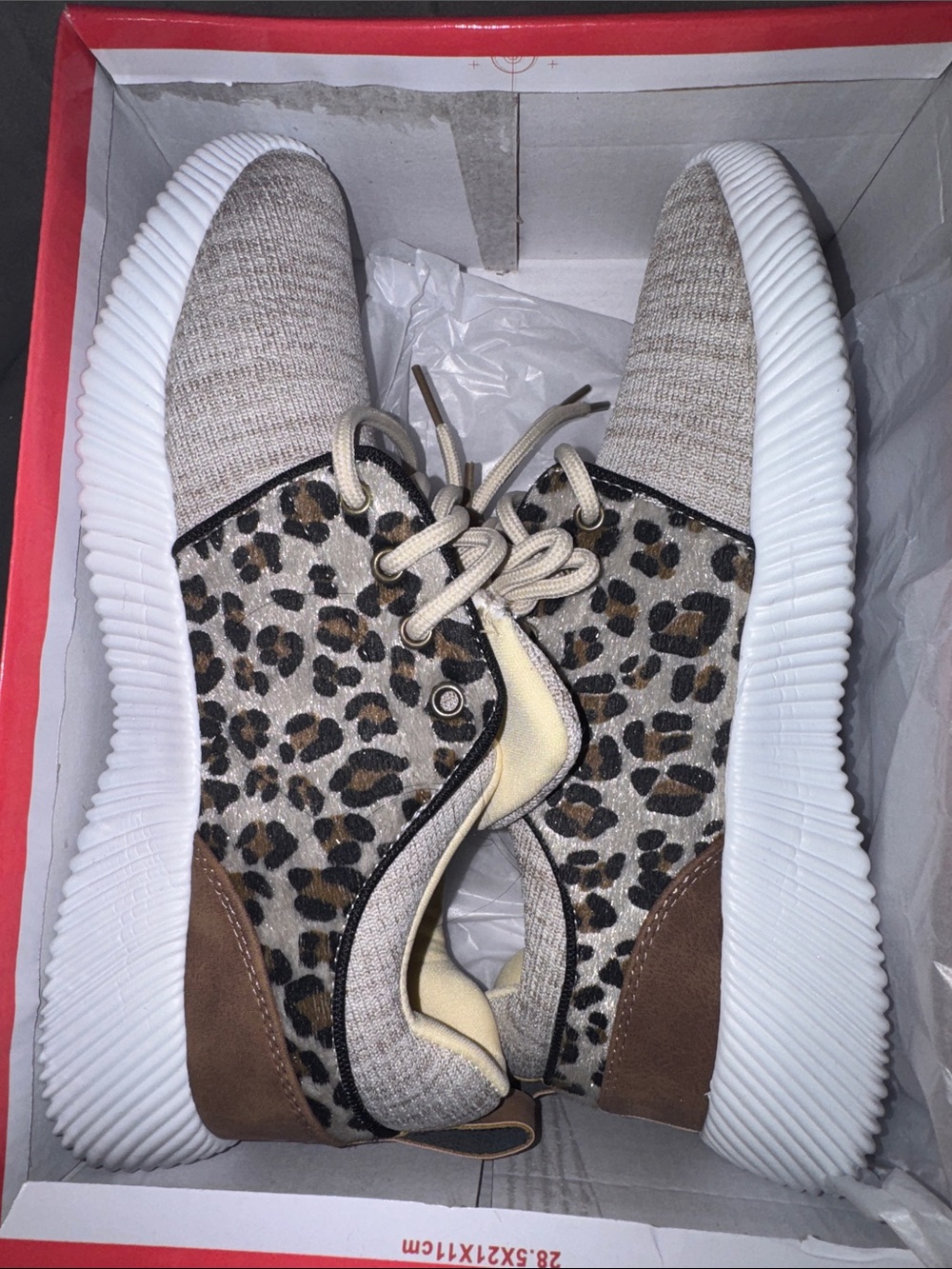 Leopard Knit Slip-On Sneakers - Beige/Brown